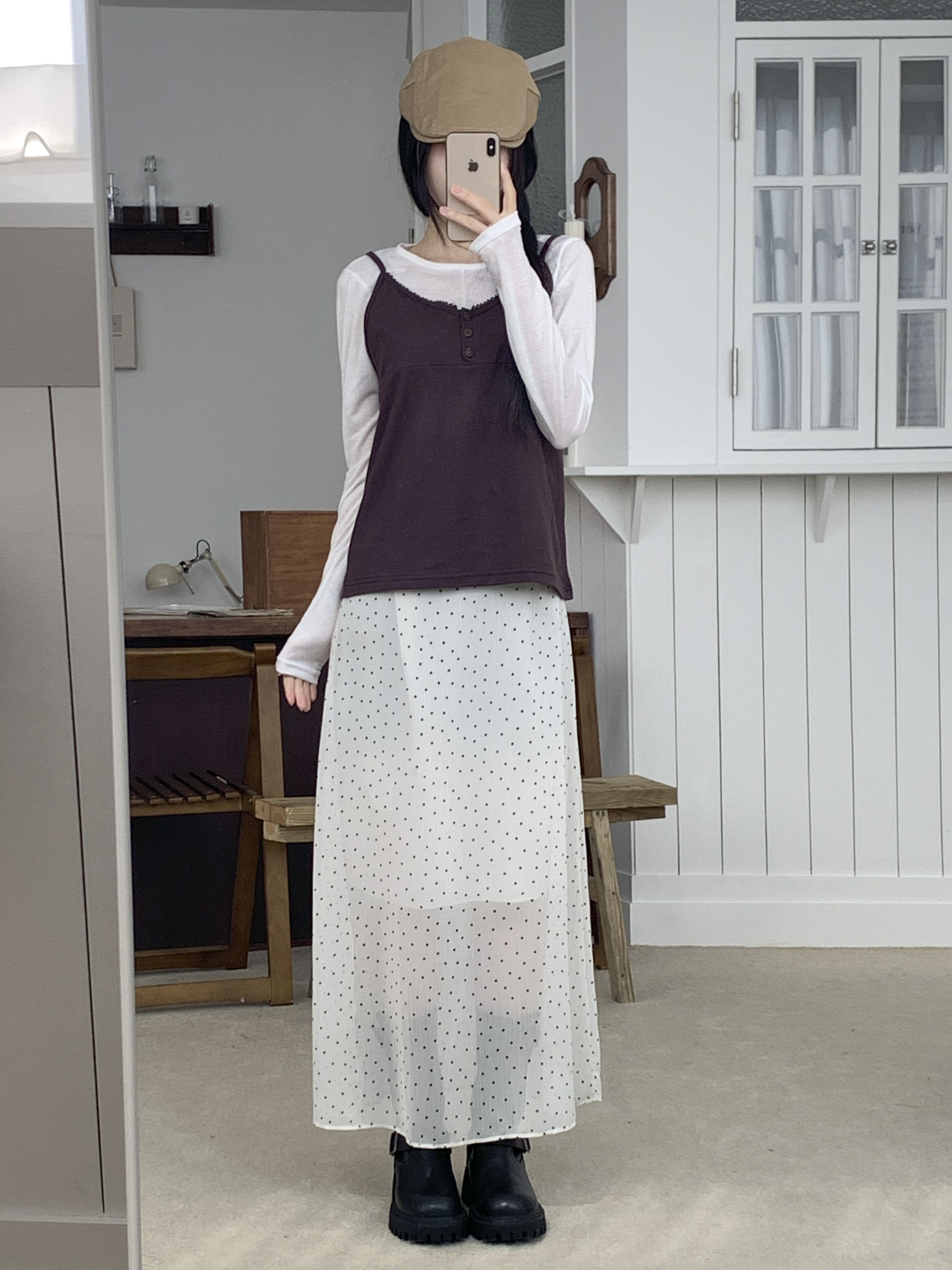 [빈티지] 실키 시스루 도트 롱 스커트 2color 상세 이미지 26