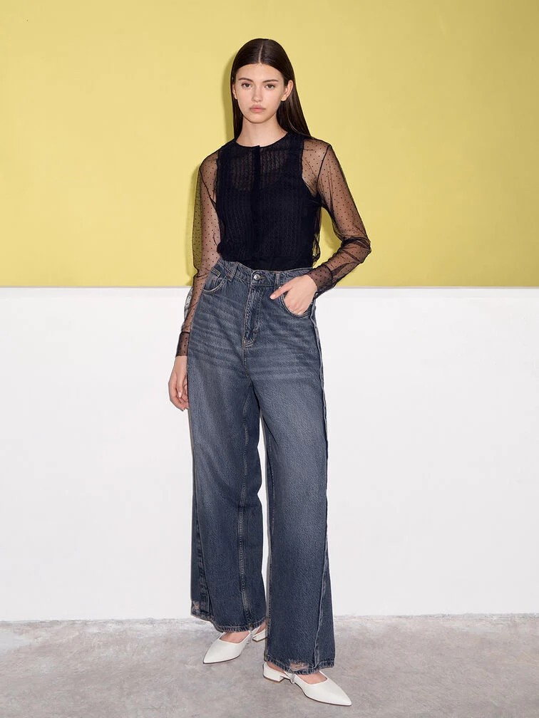 [찰스앤키스] 크리스탈스트랩 포인티드토 슬링백플랫_2Colors CK1-70900487 - 상세 이미지 2