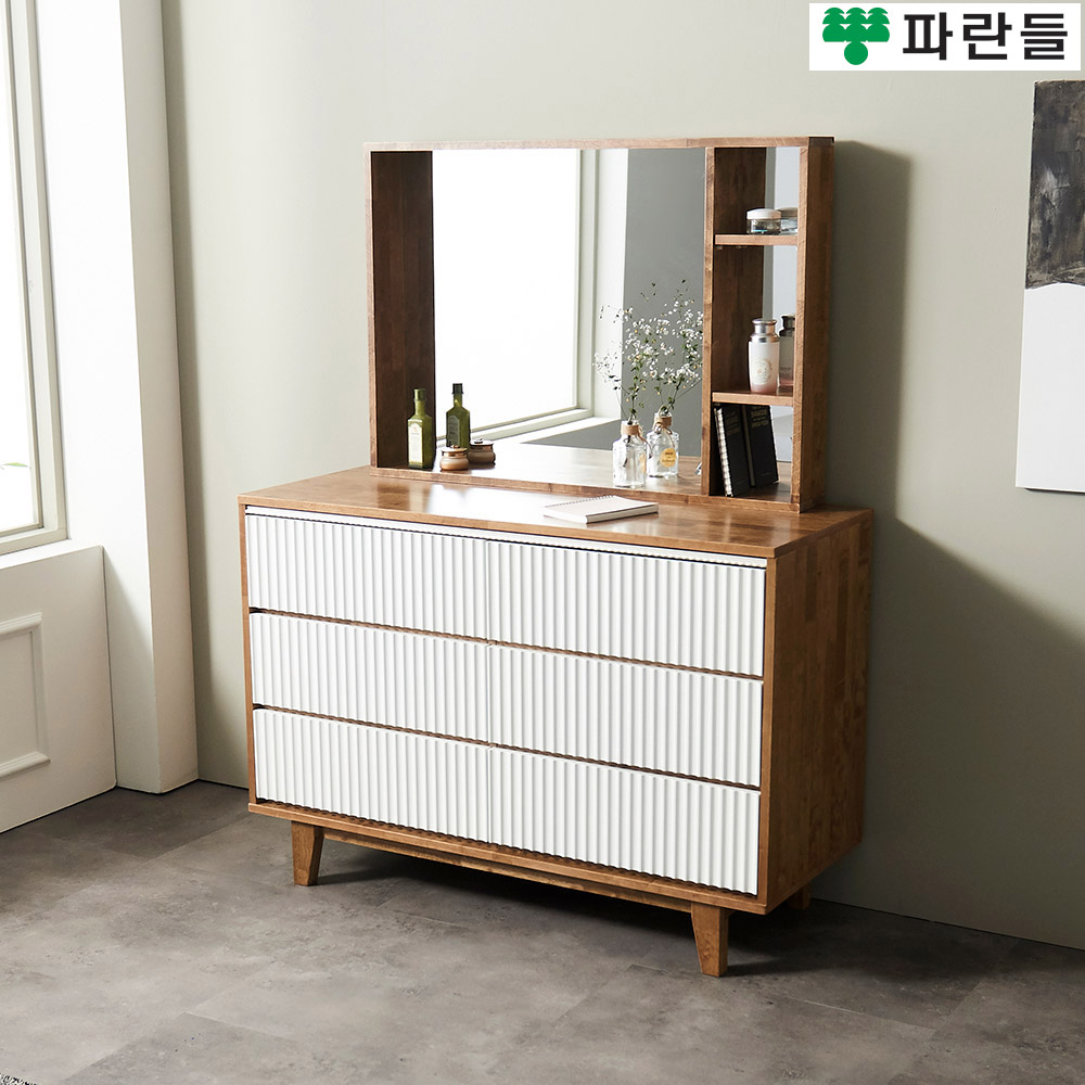 파란들가구 템바보드 고무나무원목 1200 서랍화장대세트 - 상세 이미지 2