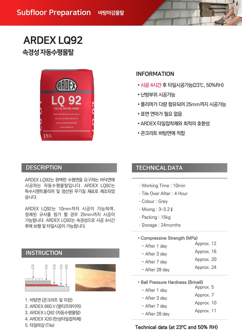 아덱스 LQ92 속경성 자동 수평몰탈 / 하다건재 ARDEX