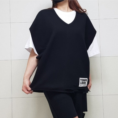 (국산면원단/국내자체생산) J4003 찢김 조끼 베스트 20대30대여성의류 - 상세 이미지 5