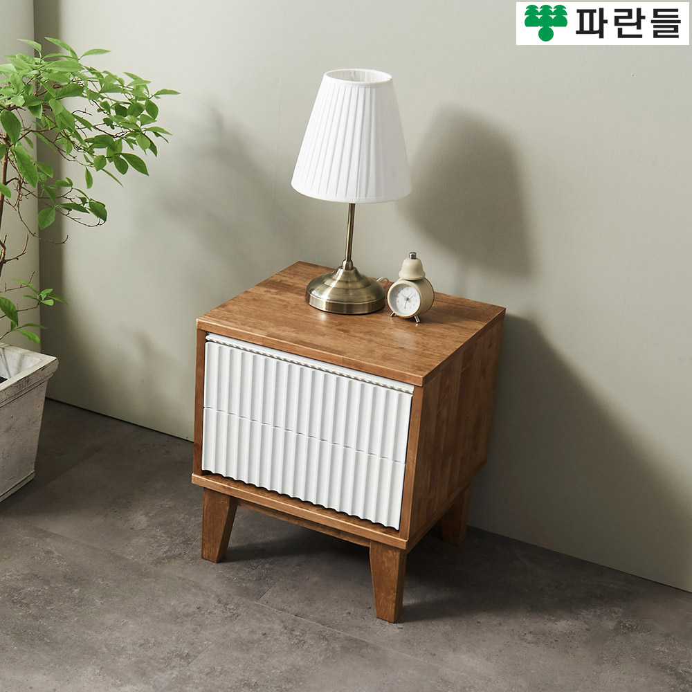 파란들가구 템바보드 고무나무원목 450 원목협탁 2단서랍장 - 상세 이미지 2