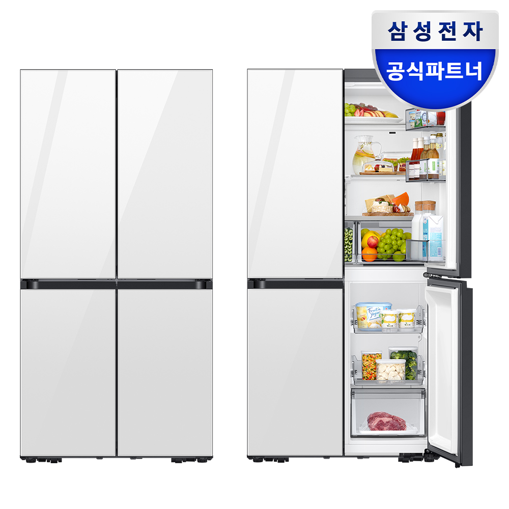 삼성 키친핏냉장고 4도어 비스포크키친핏 맥스 빌트인 냉장고 600리터 비스코프 클린화이트