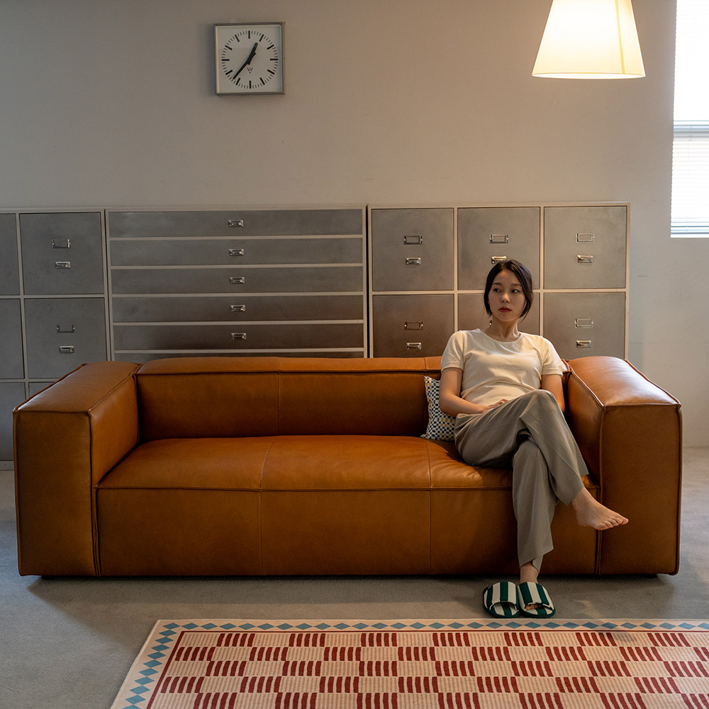 옐로우라이트 PH 28 이태리 내추럴 빈티지 모듈소파 천연면피 전체가죽