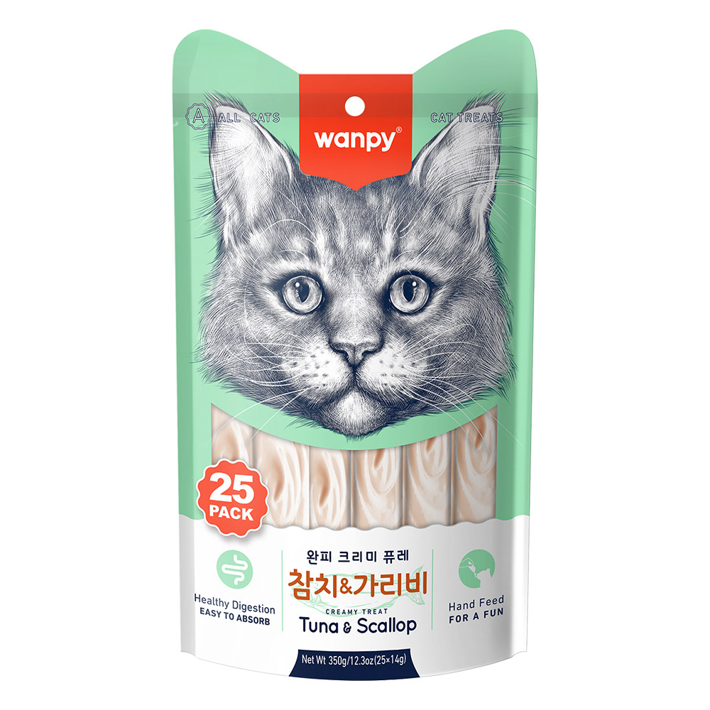 완피 크리미 퓨레 고양이 츄르 참치+가리비, 14g, 25개 - 메인 이미지
