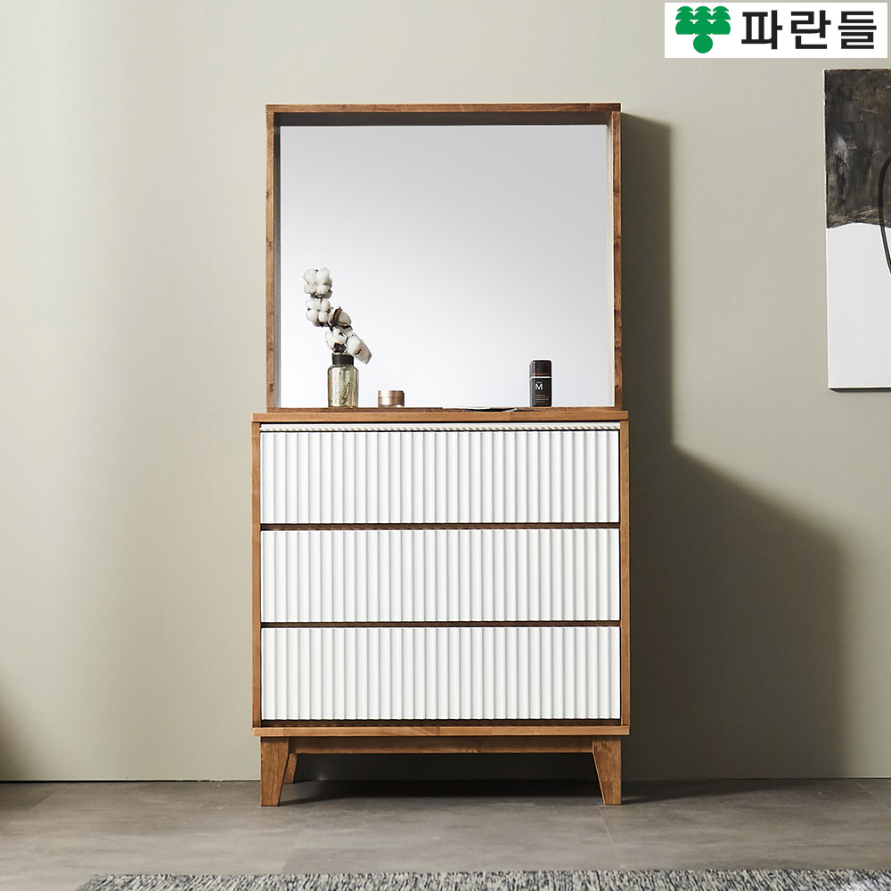 파란들가구 템바보드 고무나무원목 800 서랍화장대세트 - 메인 이미지