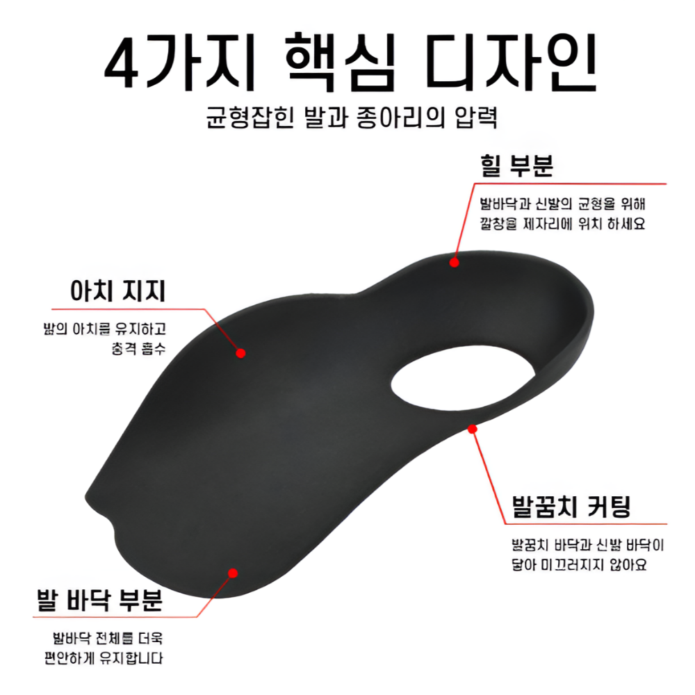 발아치깔창 오다리 평발 자세 교정깔창 족저근막 기능성 아치서포트 깔창 1개 세트 - 상세 이미지 2
