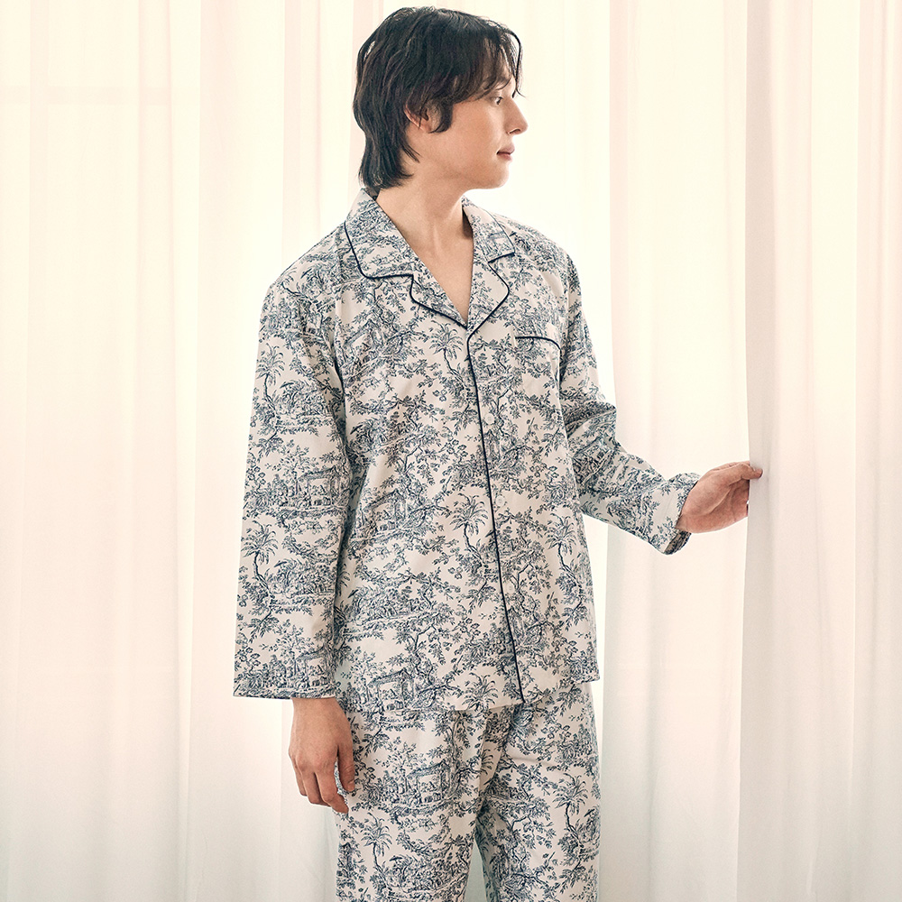 포레스트 긴팔 주자 순면 빅사이즈 남자 잠옷 파자마 세트 제품 이미지