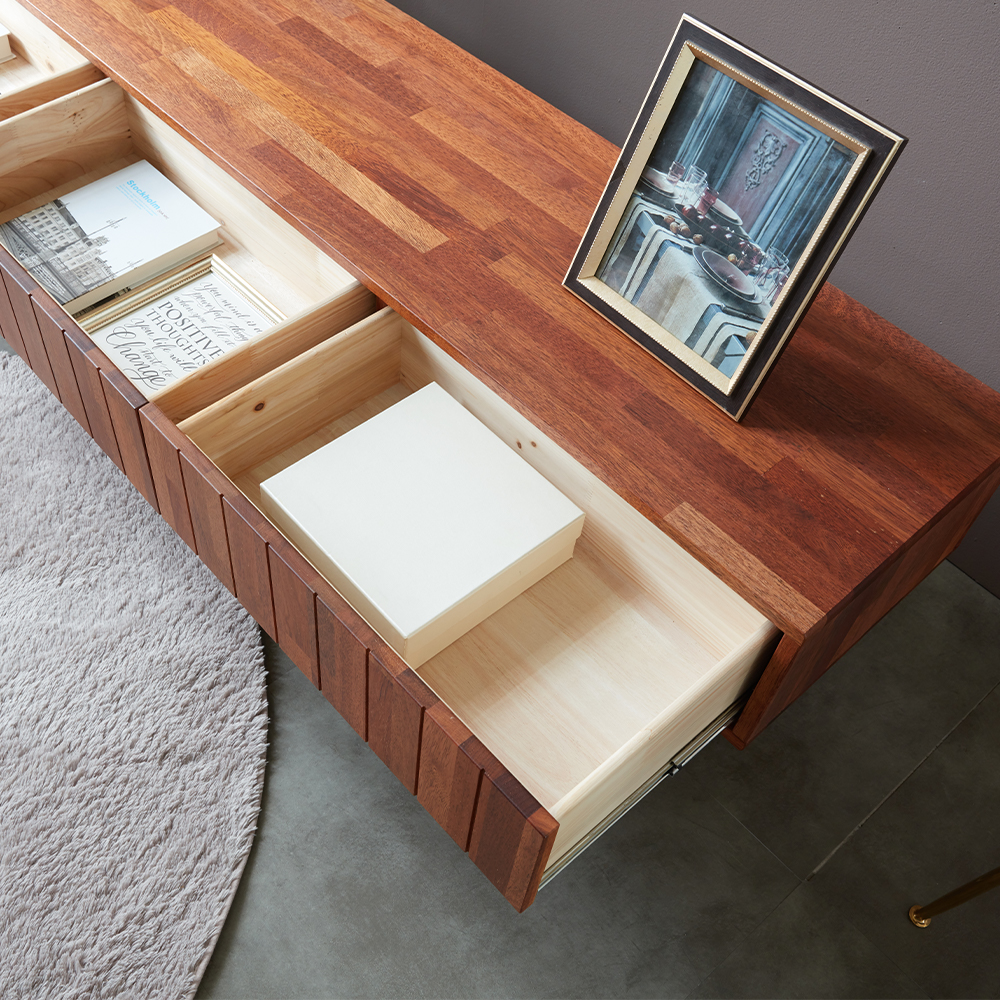 멜리아 북유럽 낮은 원목 거실장 TV다이 받침대 티비장 2400mm, 멀바우