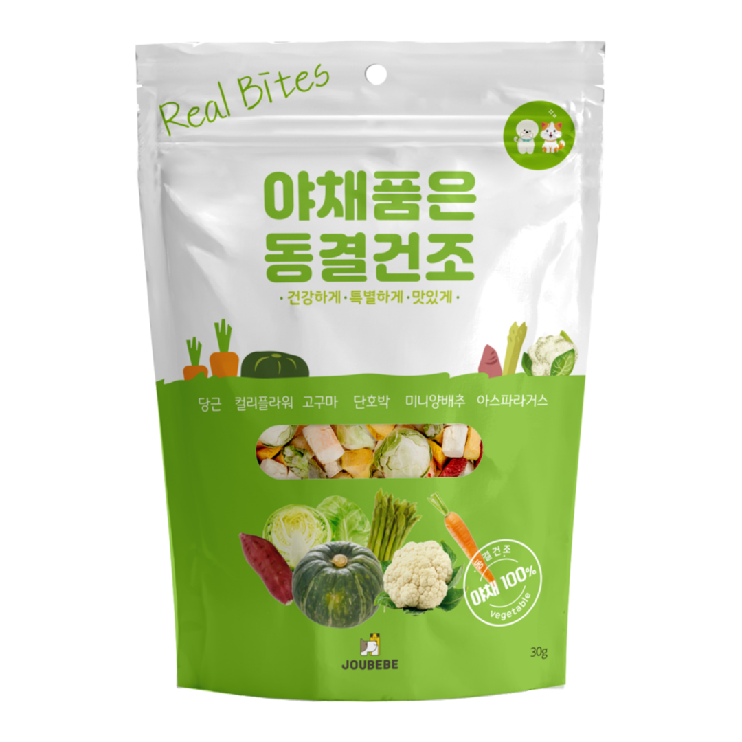 주베베 강아지 바삭 촉촉 트릿 저알러지 비건 간식 야채품은 동결건조, 30g, 1개 - 상품 이미지