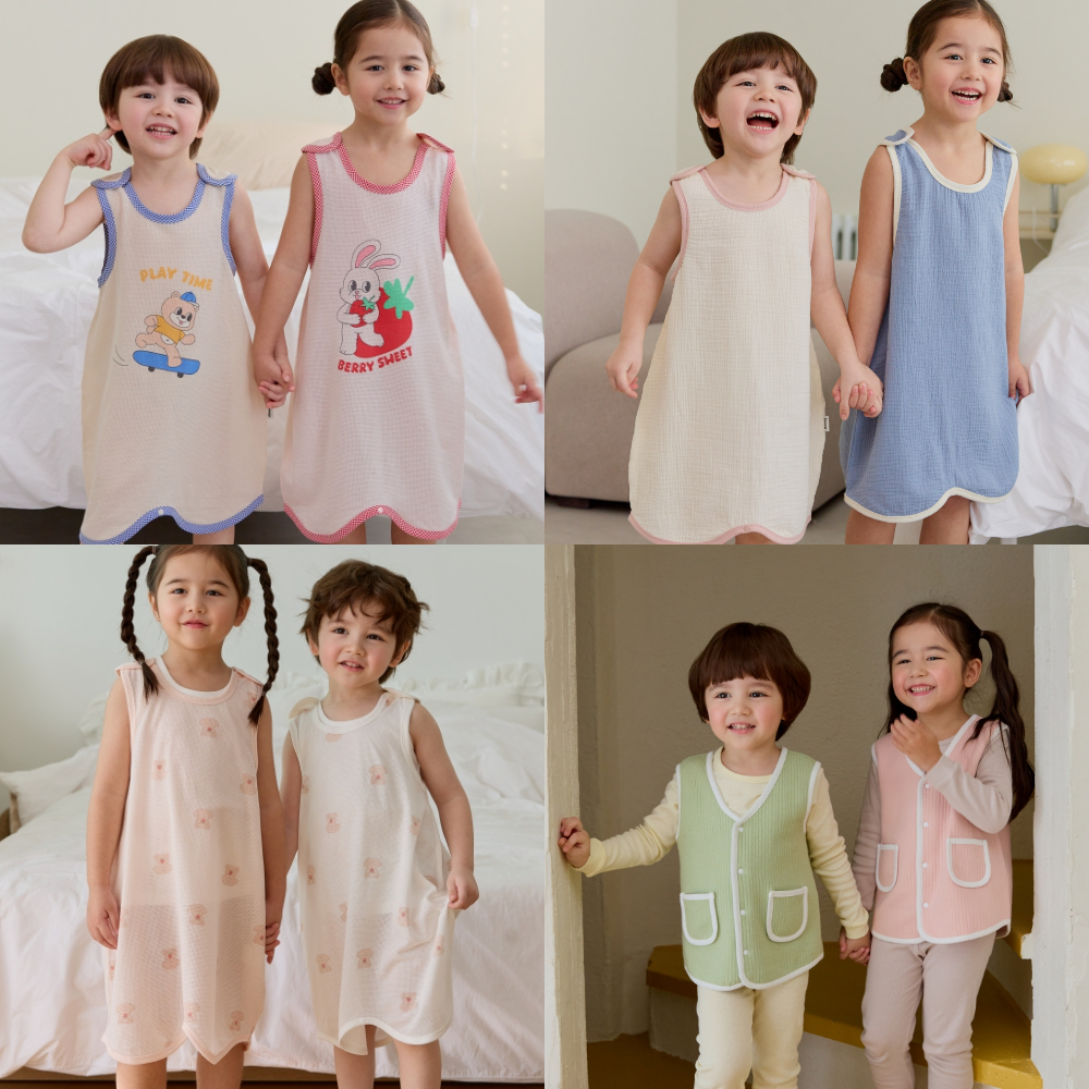 5+1 아기여름수면조끼 반조끼 거즈조끼 아기슬리핑백 꿀잠수트 신생아잠옷 슬립색