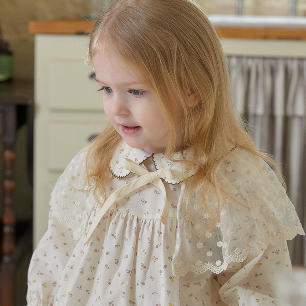 빌리 카모마일 레이스 케이프런/보넷 (free/6m~12m)