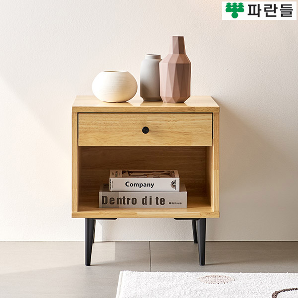 파란들가구 18T 고무나무원목 450 원목협탁 침실협탁 서랍장 - 메인 이미지
