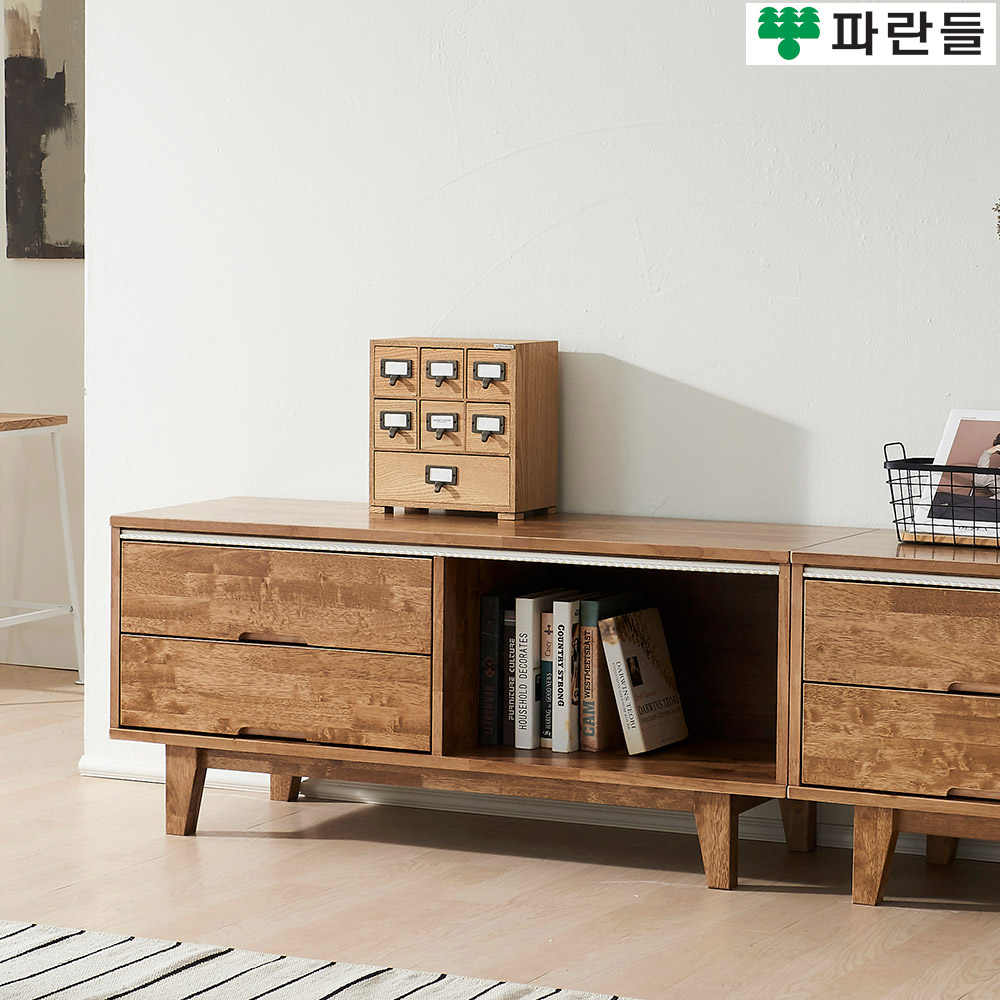 파란들가구 고무나무원목 한줄화이트 1200 비디오 원목거실장 - 상세 이미지 2