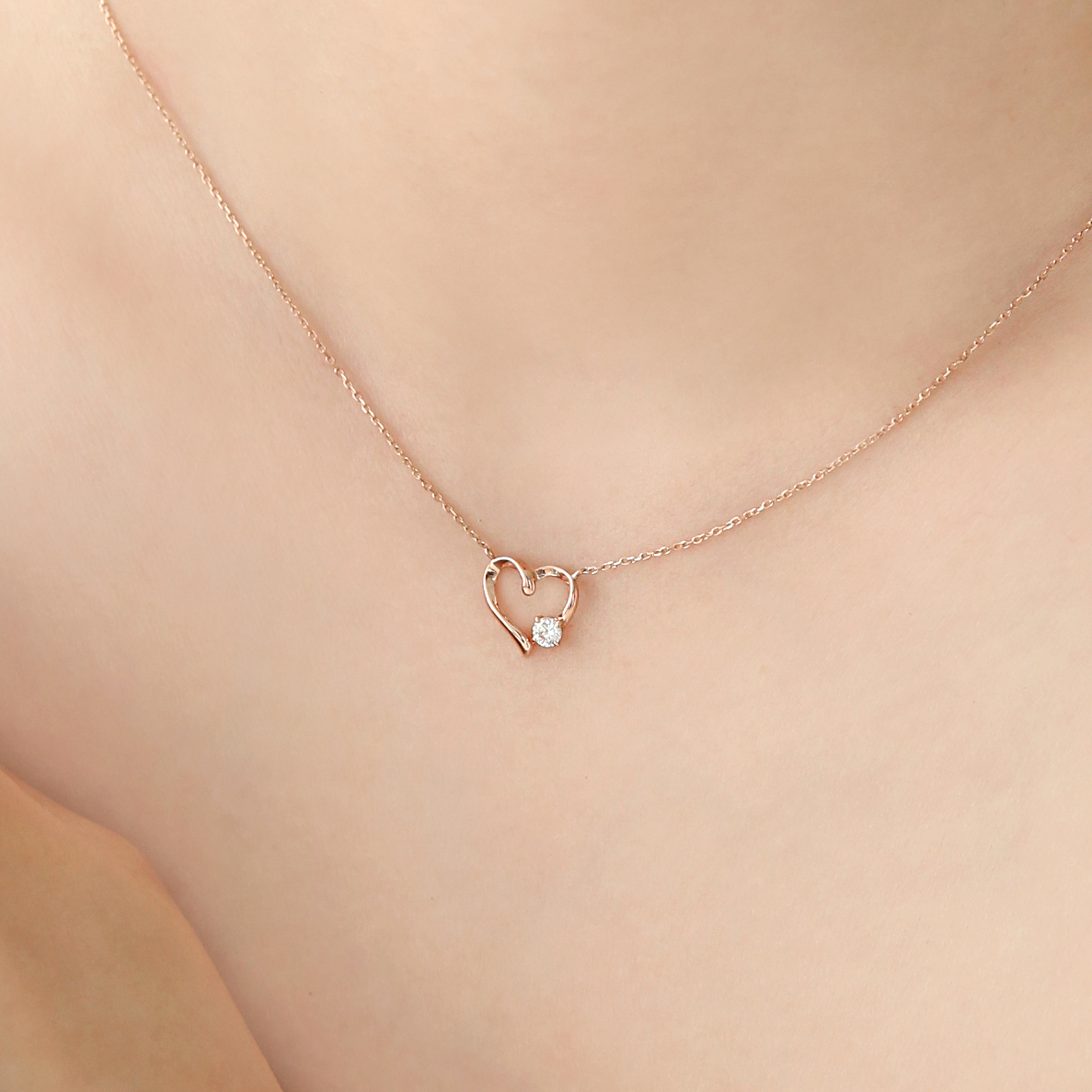 14k 러빙유 심플 하트 목걸이 생일 선물 여자 목걸이 - 상세 이미지 4
