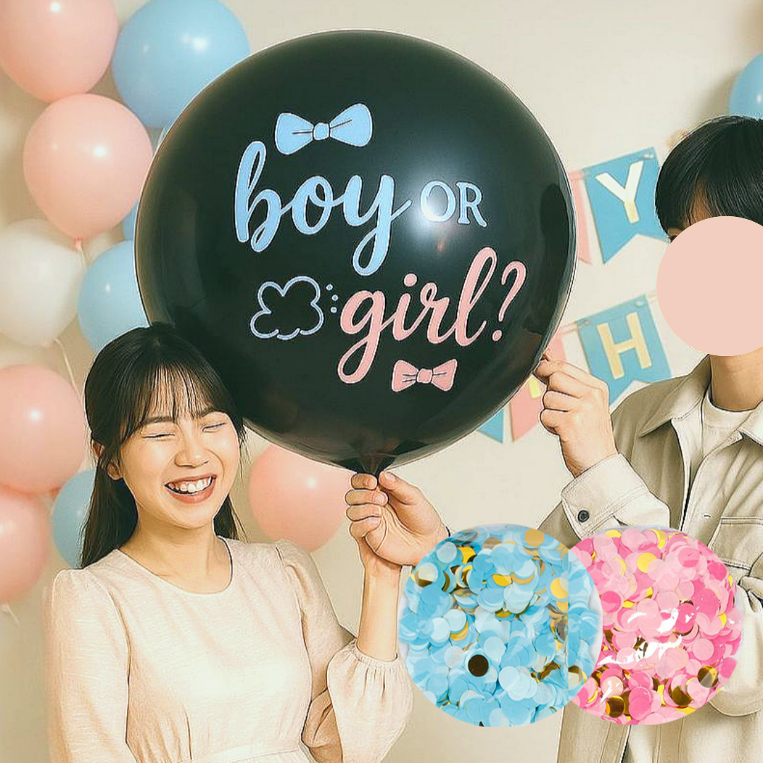 젠더리빌 풍선 DIY 세트 아기 성별 공개 확인 파티 베이비샤워 소품 블랙 컨페티 대형
