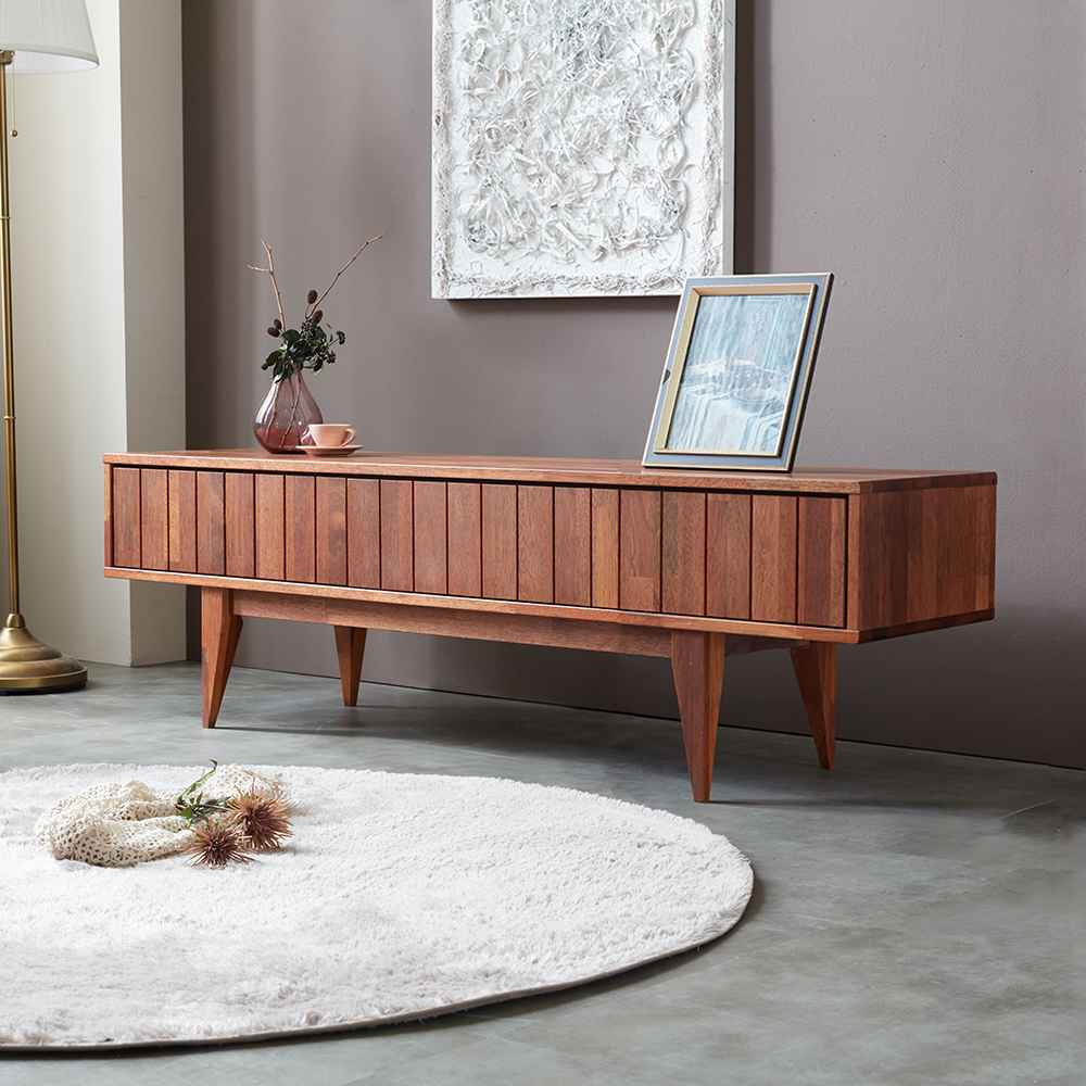 멜리아 북유럽 낮은 원목 거실장 TV다이 받침대 티비장 2400mm, 멀바우