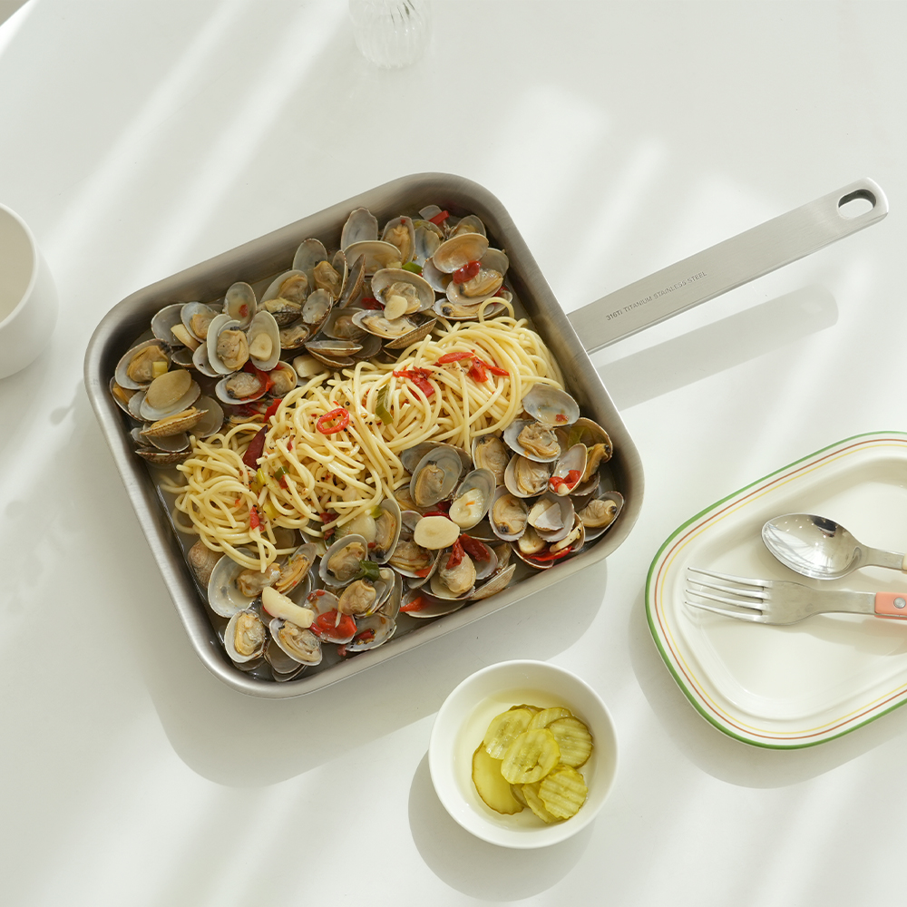 AMT 프로 24cm 정사각 베스트 팬 316Ti 스텐 통5중