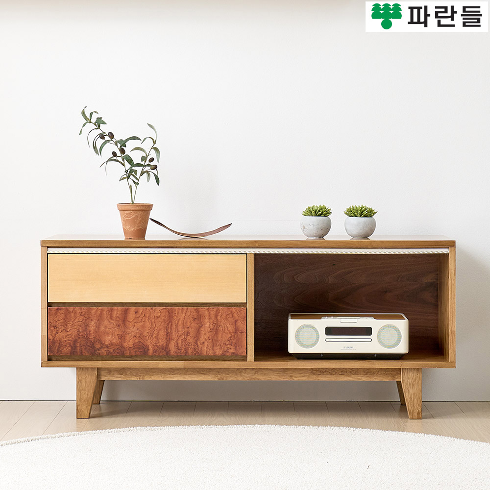 파란들가구 몬드리아형 고무나무원목 1200 비디오 원목거실장