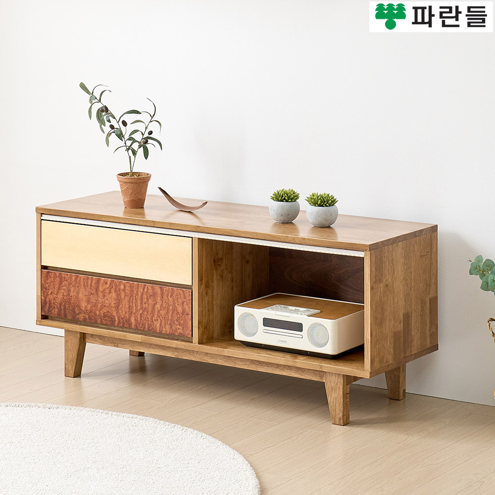 파란들가구 몬드리아형 고무나무원목 1200 비디오 원목거실장