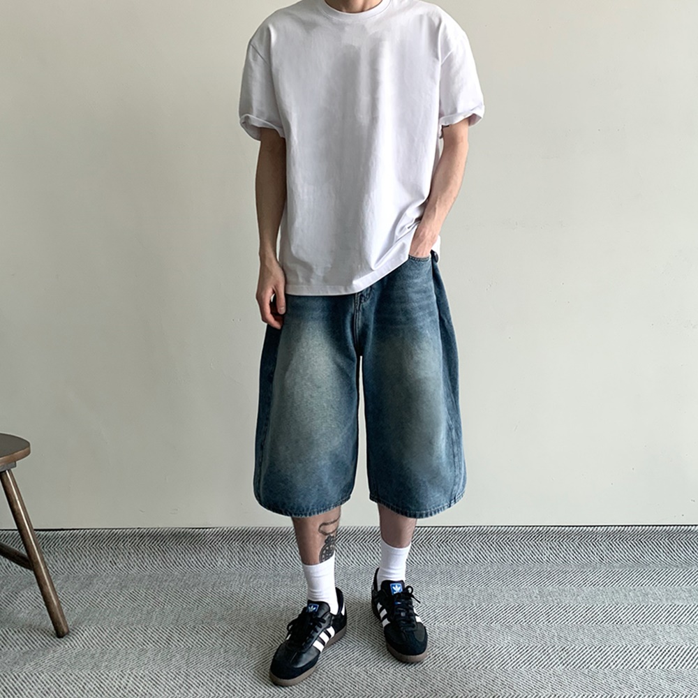 1+1 남자7부청바지 남자청반바지 남성여름청바지 이미지 4