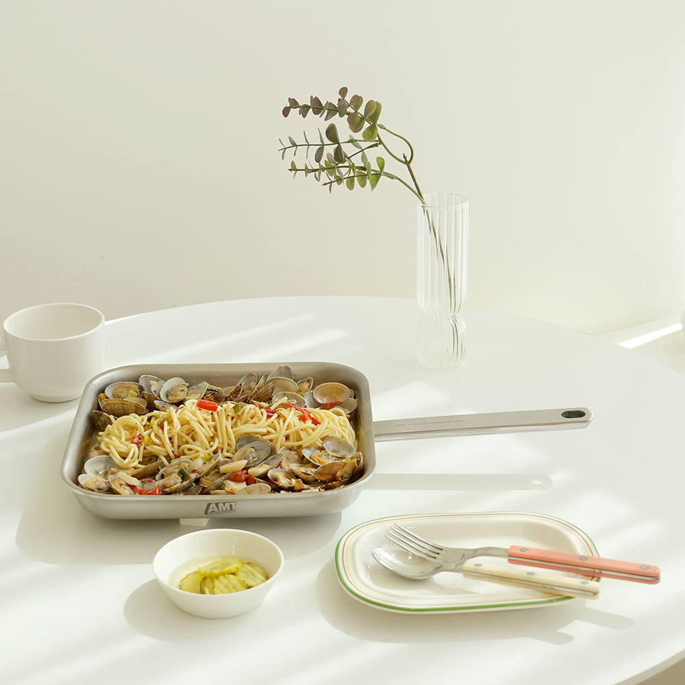 AMT 프로 24cm 정사각 베스트 팬 316Ti 스텐 통5중