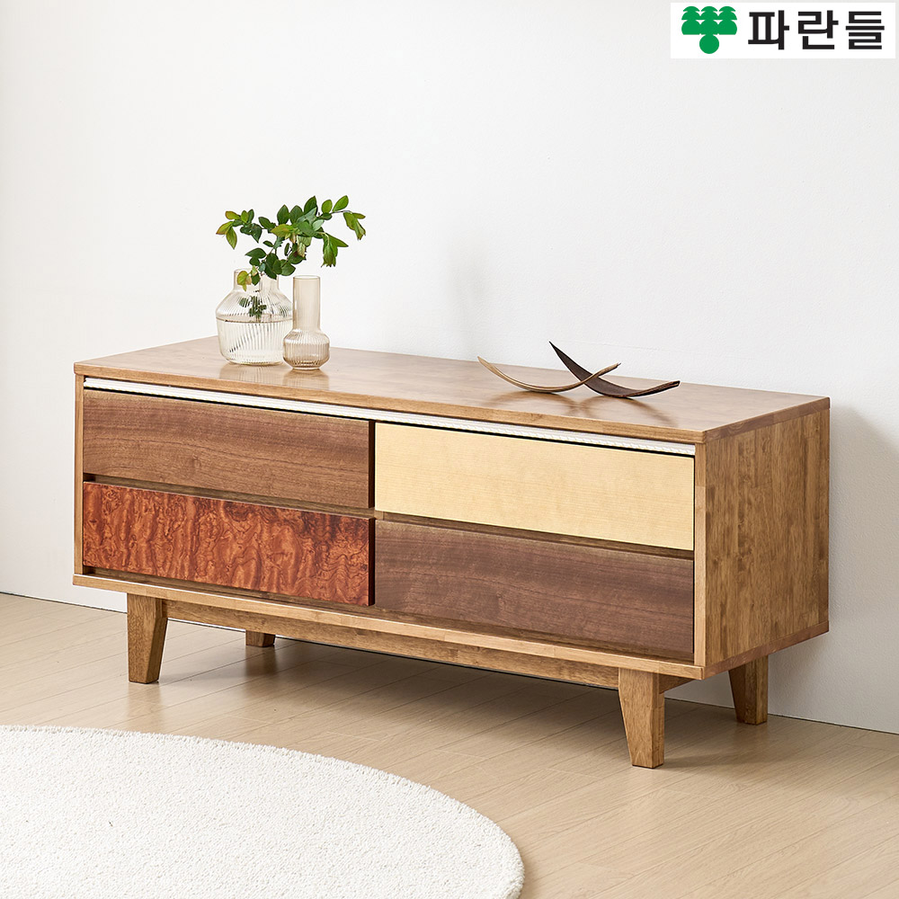 파란들가구 몬드리아형 고무나무원목 1200 서랍 원목거실장 - 상세 이미지 2