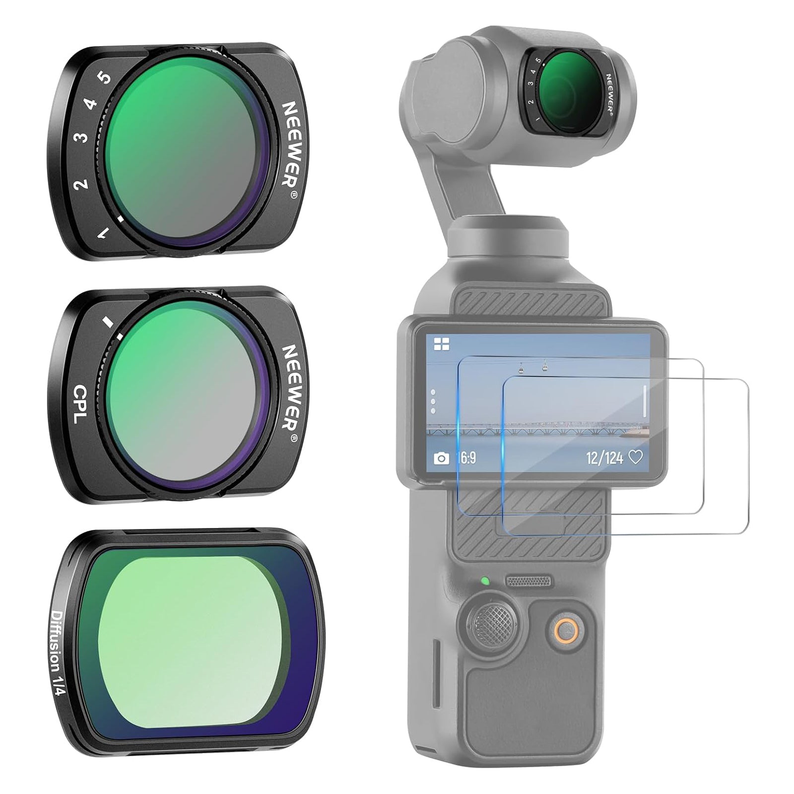 NEEWER 니워 FL-89 DJI 오즈모 포켓3 전용 마그네틱 ND 필터 3종 세트 - 상품 이미지