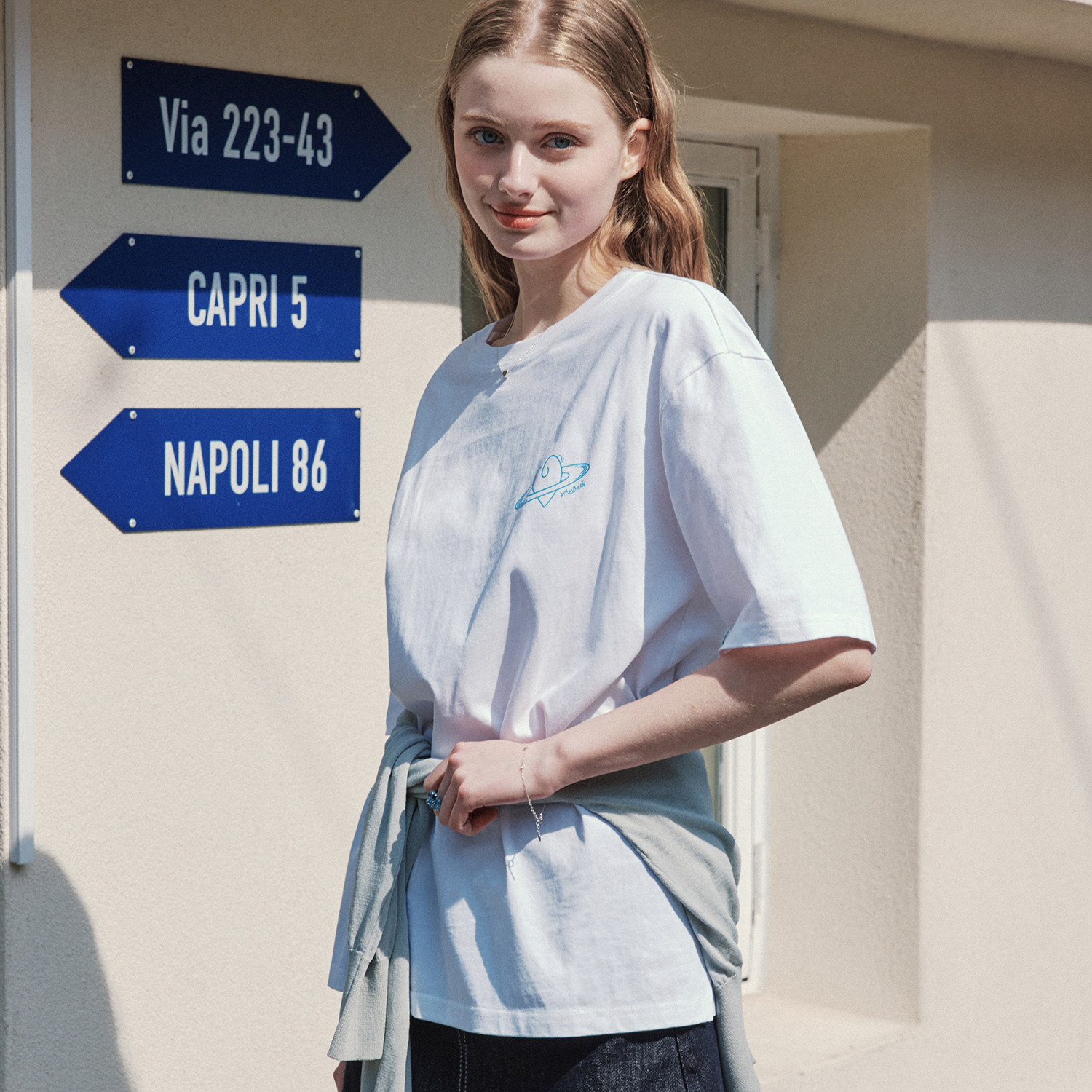 [제로스트릿][2컬러] 하트 스페이스 반팔 티셔츠 HEART SPACE SHORT SLEEVE T-SHIRT 이미지 4