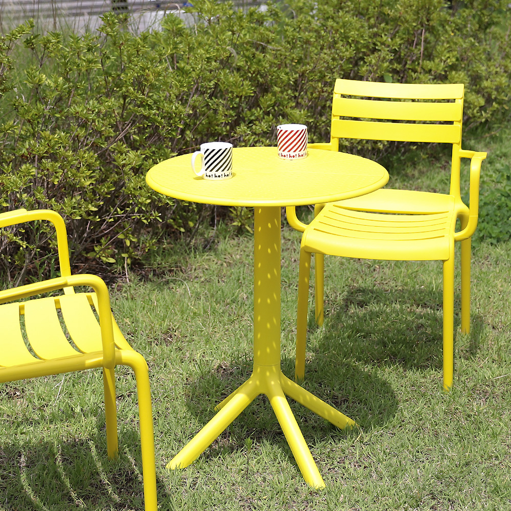 (2인세트)오로라 암체어 플라스틱 테라스 정원 카페 야외테이블 의자