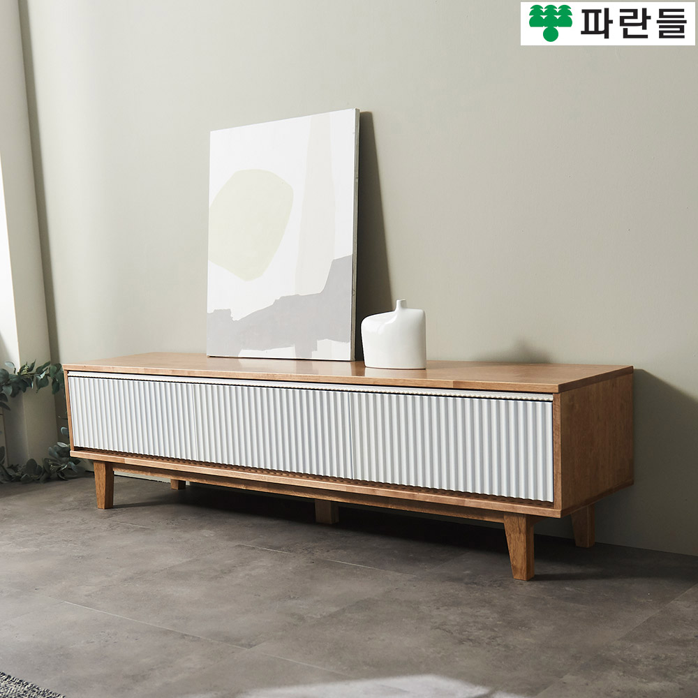 파란들가구 전면템바보드 고무나무원목 1800 서랍 원목거실장