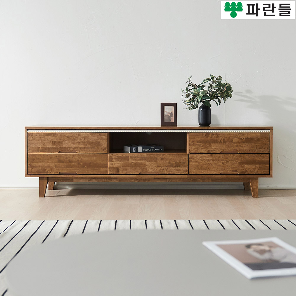 파란들가구 고무나무원목 한줄화이트 1500 비디오 원목거실장