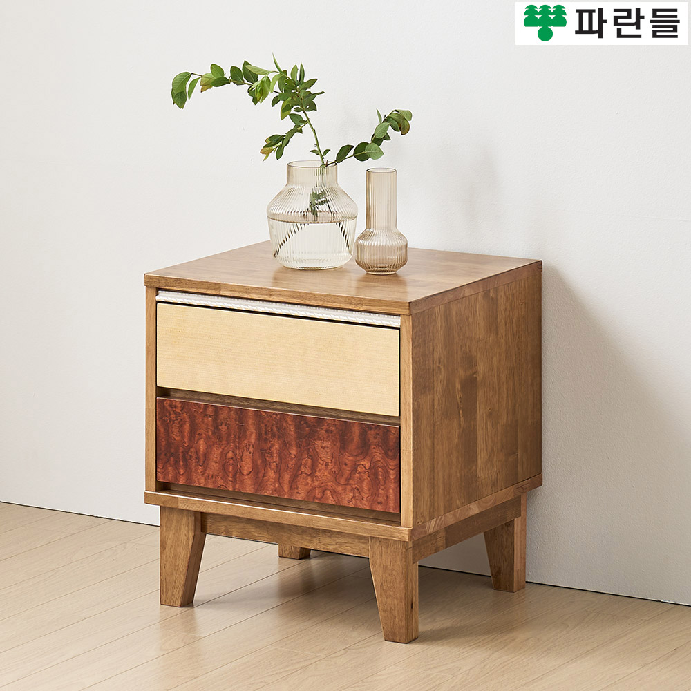 파란들가구 몬드리아형 고무나무원목 450 원목협탁 2단서랍장 - 상세 이미지 2