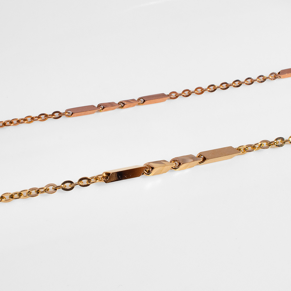 14K 18K 함마링 컷팅 포인트 대나무 반반 체인 목걸이 남자 여자 커플 (2 size) - 상세 이미지 5