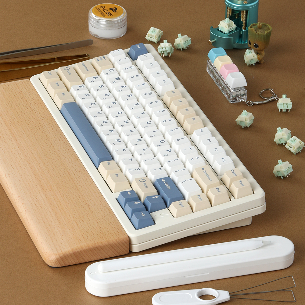 SPM 조약돌75 유무선 알루미늄 게이밍 기계식 키보드 (치즈 화이트)