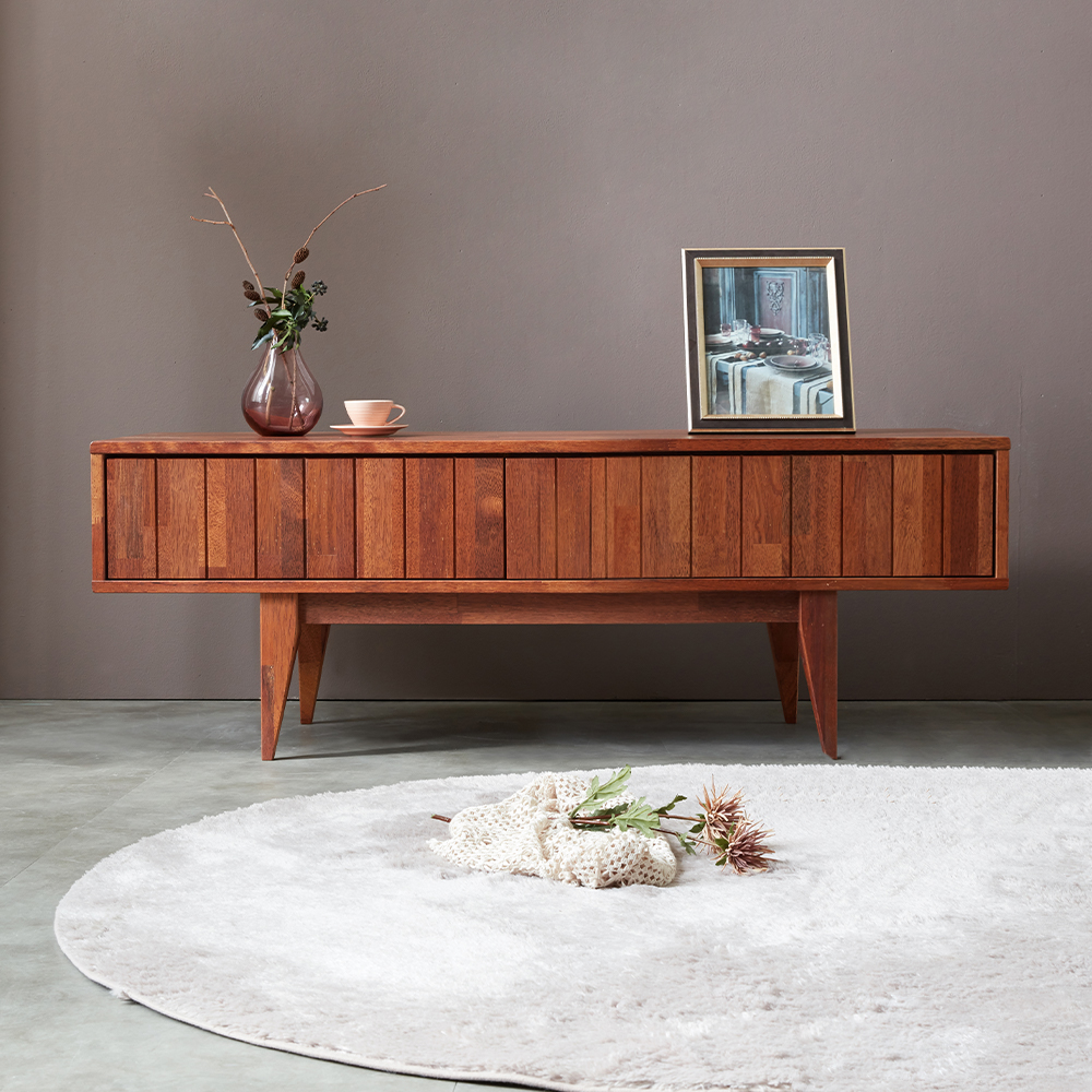 멜리아 북유럽 낮은 원목 거실장 TV다이 받침대 티비장 2400mm, 멀바우