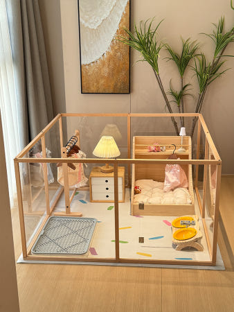 투명 애완동물 케이지 강아지 아크릴 애견 투명창 나무 울타리 애완 강아지펜스