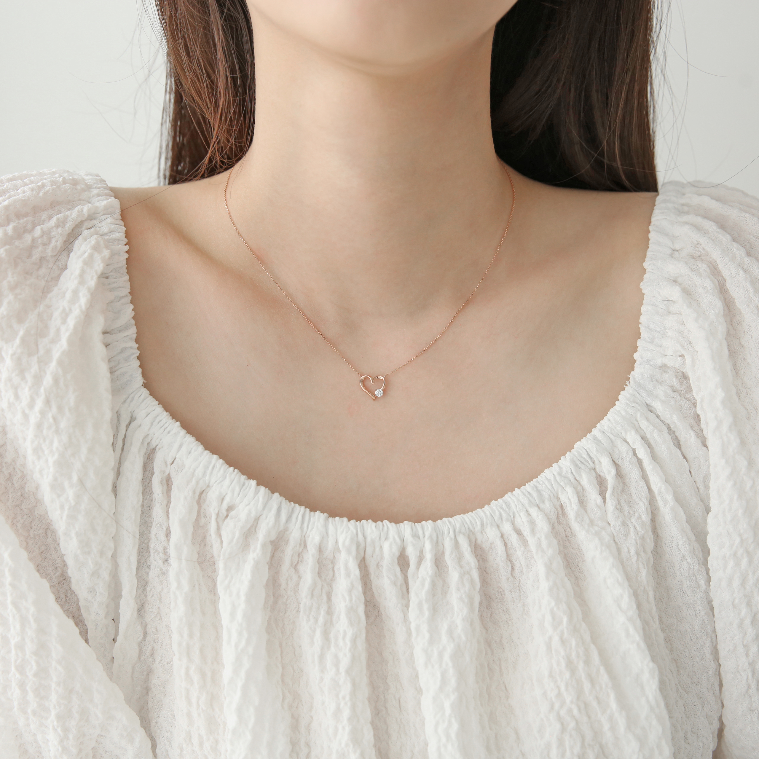 14k 러빙유 심플 하트 목걸이 생일 선물 여자 목걸이 - 상세 이미지 5