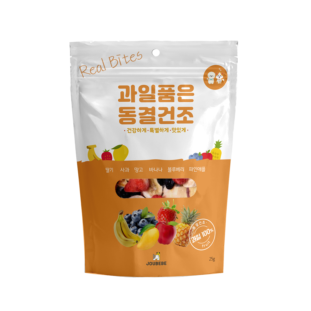 주베베 강아지 바삭 촉촉 트릿 저알러지 비건 간식 과일품은 동결건조, 25g, 1개 - 상품 이미지