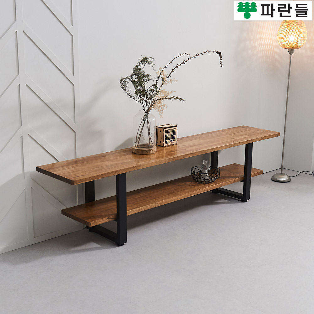 파란들가구 30T참죽원목 스틸다리 1500 선반 원목거실장 월넛 - 상세 이미지 2