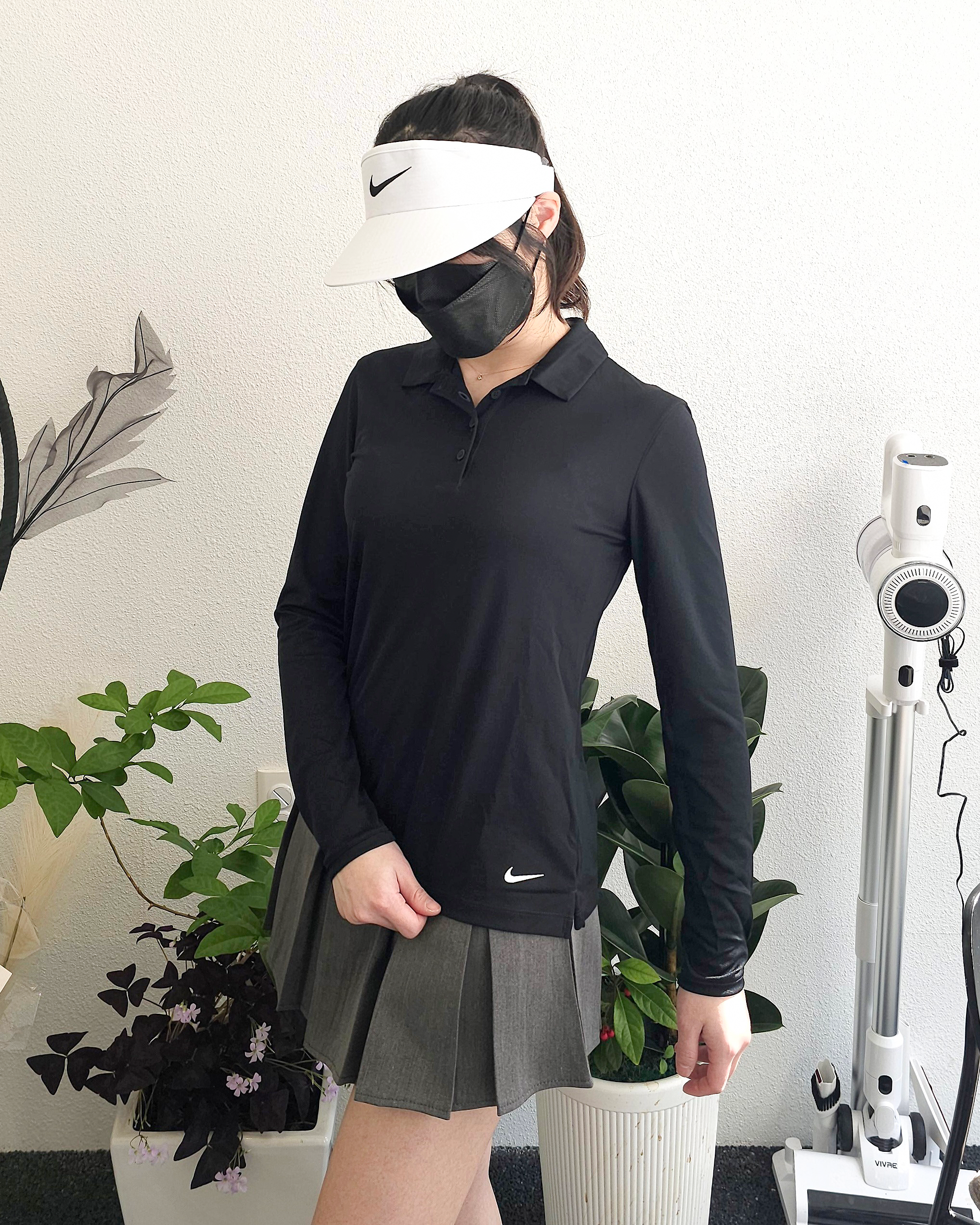 나이키 여성 골프 폴로 드라이핏 긴팔 티셔츠 카라티 DH2317블랙, S - 상세 이미지 4