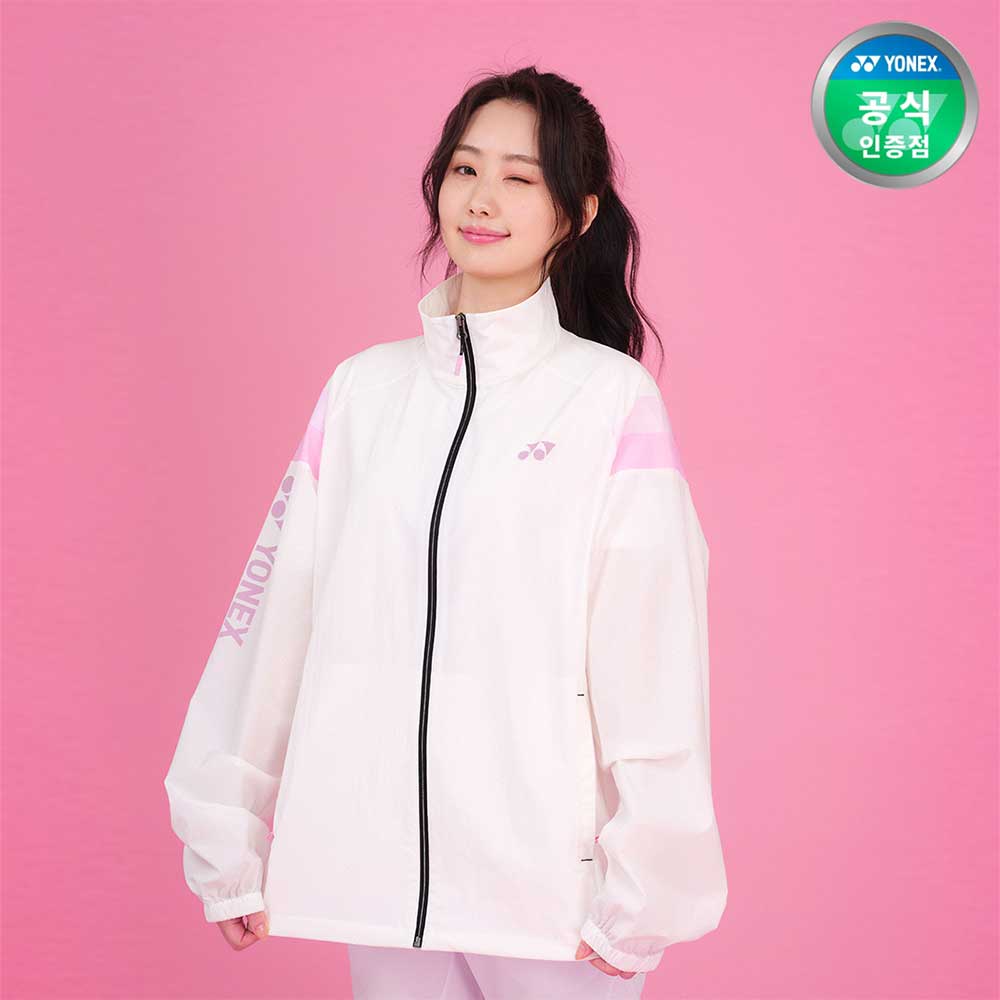 요넥스 252JJ003U 배드민턴 의류 자켓 벚꽃에디션 바람막이 남녀공용 화이트핑크 - 상품 이미지