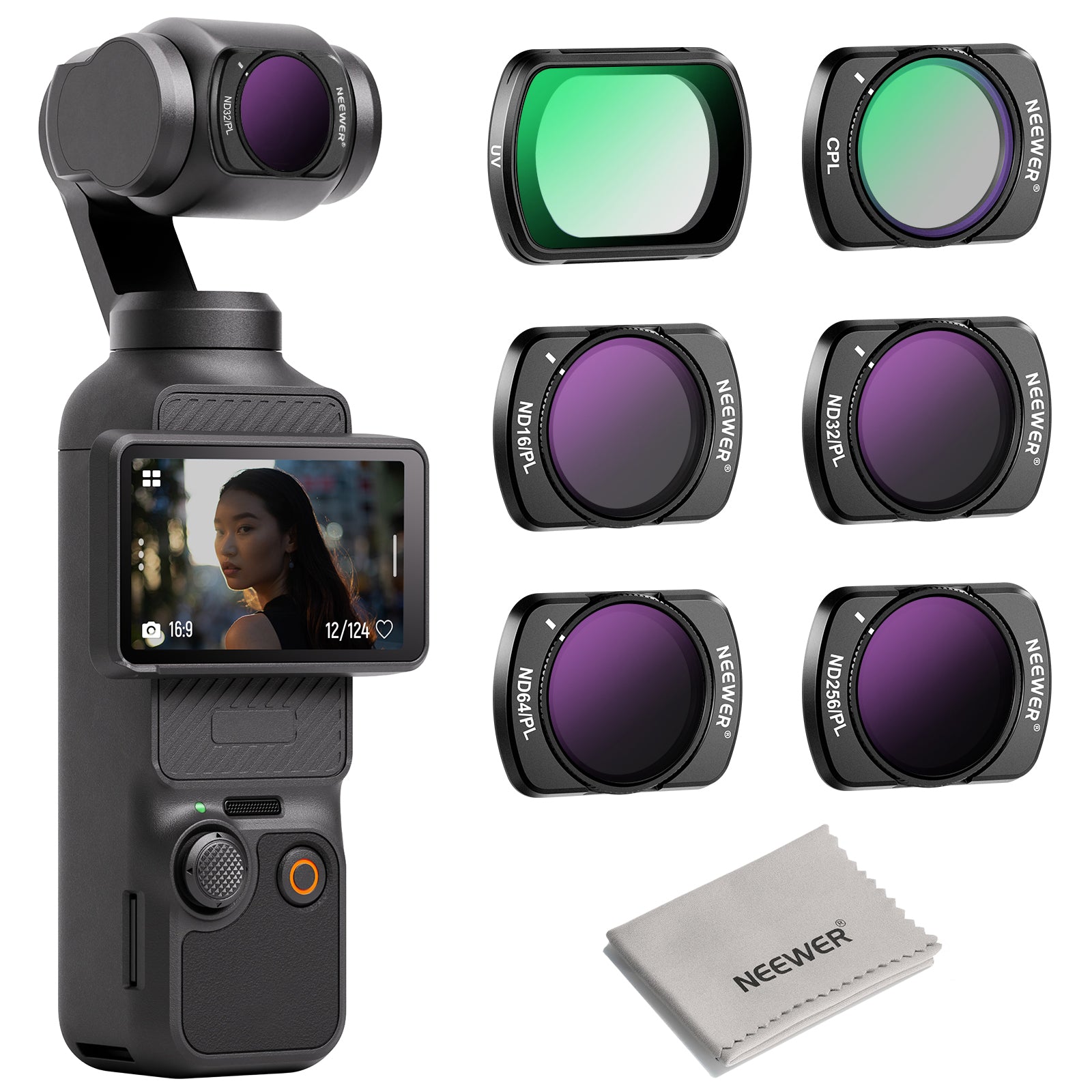 NEEWER FL-P7 DJI 오즈모 포켓 3 전용 ND/PL/UV/CPL 마그네틱 필터 6종 세트 - 상품 이미지