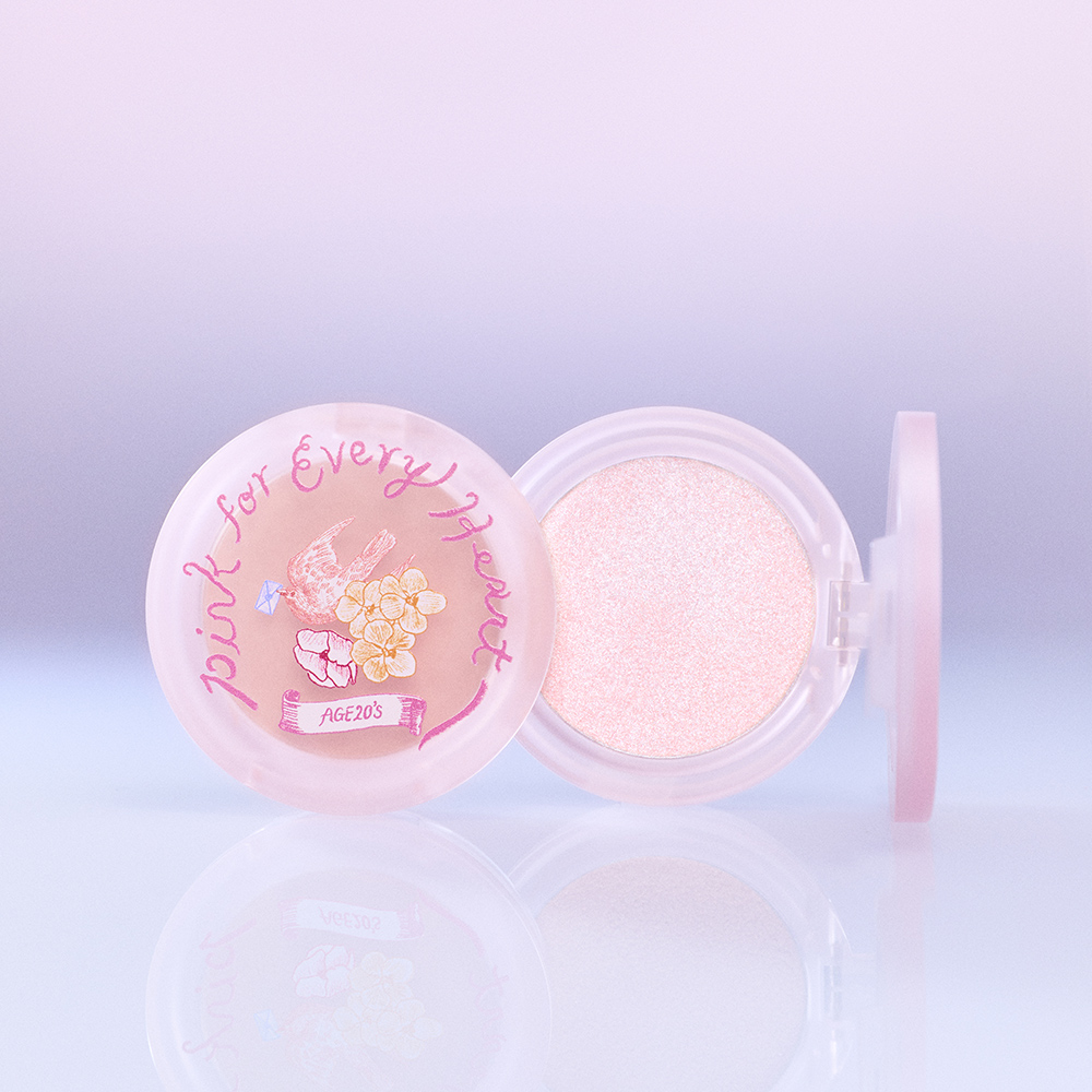 에이지투웨니스 핑크 포 에브리 하트 에디션 디오리진 에센스 팩트 핑크 라떼 12.5g 본품&리필 (SPF50) +하이라이터 2종 세트 (+퍼프4매) 이미지 7
