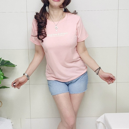 (국산면원단/국내자체생산) T1025 TR 레터링 반팔 티셔츠 20대30대여성의류 - 상세 이미지 4