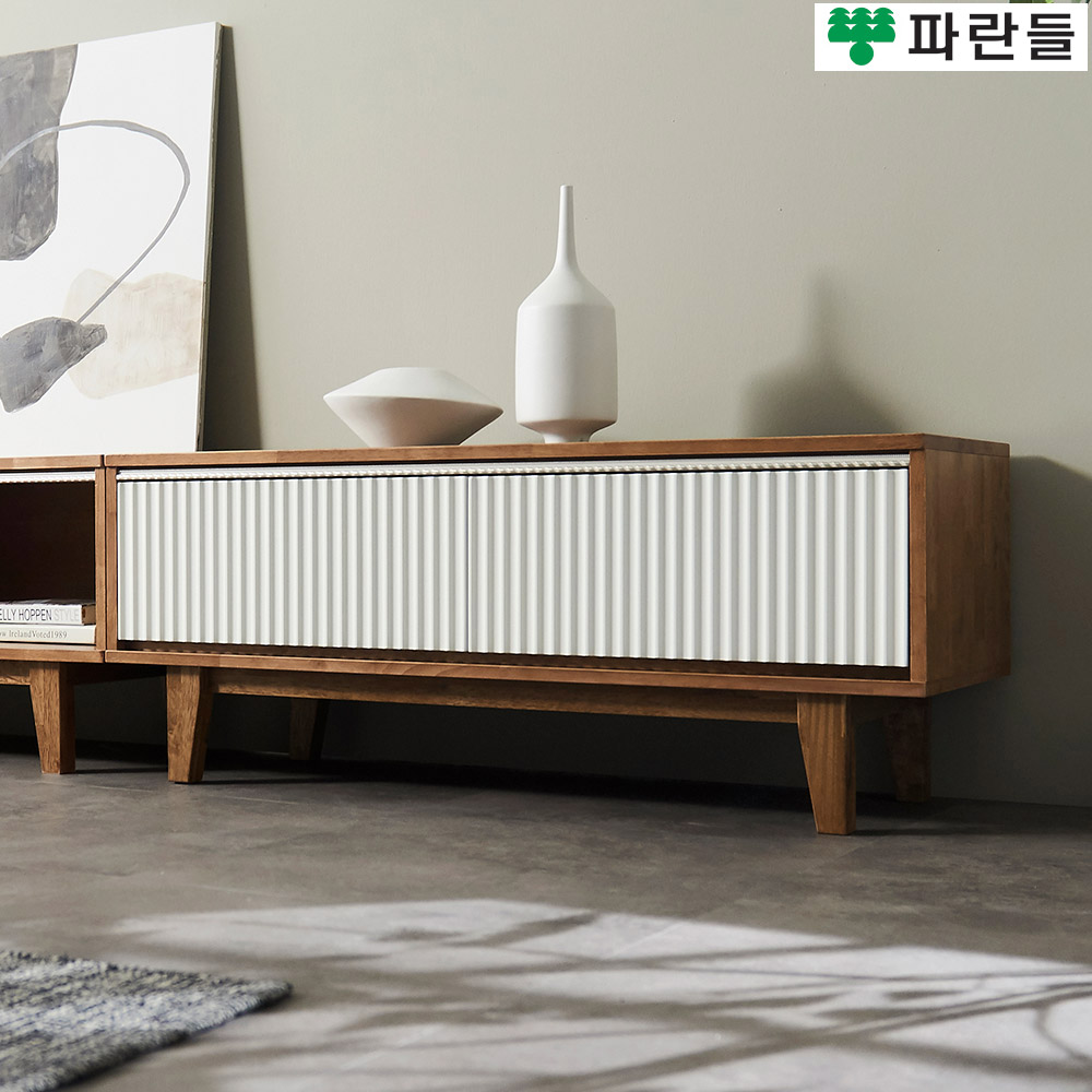 파란들가구 전면템바보드 고무나무원목 1200 서랍 원목거실장 - 상세 이미지 2