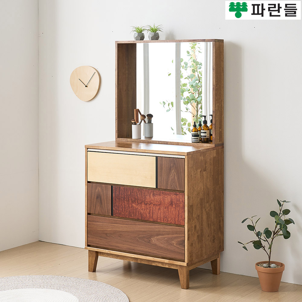 파란들가구 몬드리아형 고무나무원목 800 서랍화장대세트 - 상세 이미지 2