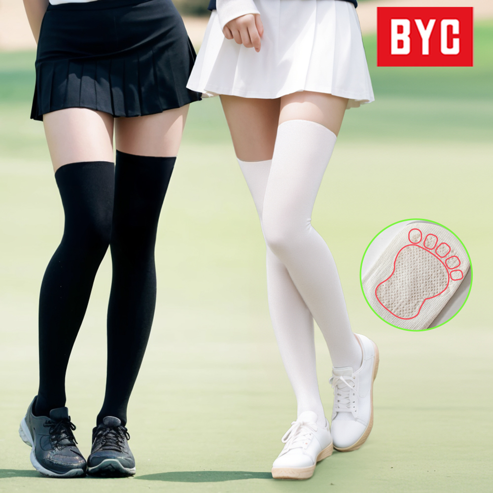 1+1 BYC 여성 투톤 여름 골프스타킹 논슬립 uv 자외선 차단 니하이 삭스 - 상품 이미지
