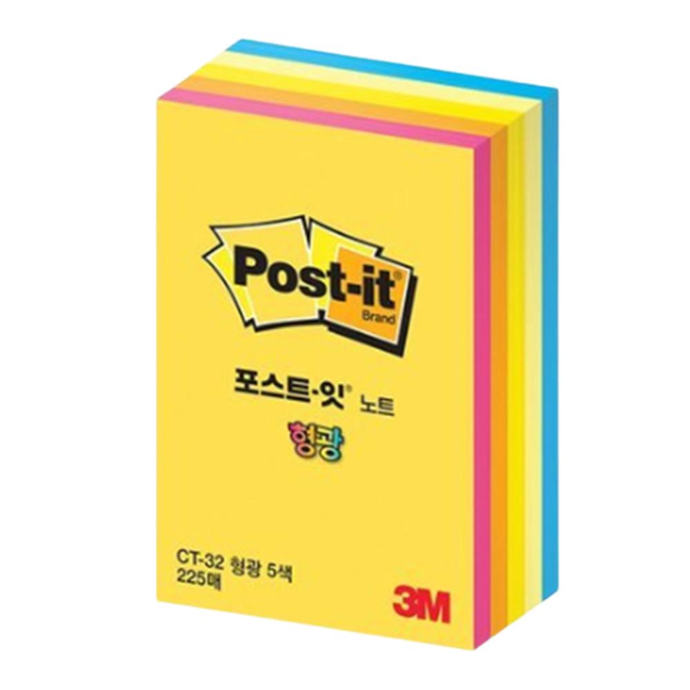 형광 점착메모지 포스트잇 특수코팅 말림방지 51x76mm, 형광5색