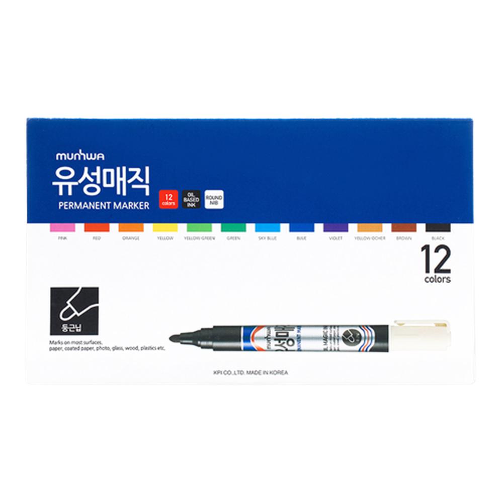 사무용 둥근닙 유성매직펜 12색 세트
